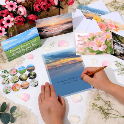 OBUSATT 48Pack Christian Sympathy Cards with Envelop Floral Religious Card