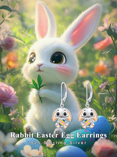 Dorunmo 925 Sterling Silver Dangle Drop Earrings for Women Holiday Earrings Hypoallergenic Halloween Christmas Jewelry Festival Gifts for Women - style: Easter-Bunny-04
