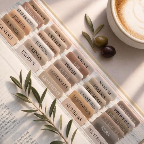 UPAFEXXI-Laminated Bible Tabs with Book Summaries, Bible Study Supplies - color: Summaries Cappuccino2