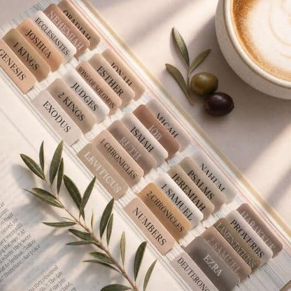 UPAFEXXI-Laminated Bible Tabs with Book Summaries, Bible Study Supplies - color: Summaries Cappuccino2