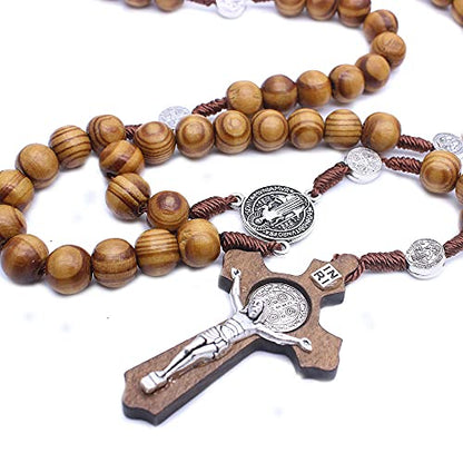 KOMI Handmade Wooden Catholic Rosaries, Rosary Beads Necklace Wood Christian Prayer Beads Catholic Christian Gift - style: Rosary#6