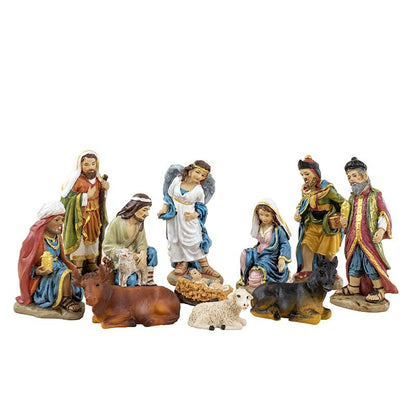 11-Piece Nativity Set - Hand-Painted Resin Holy Family Figurines, Complete Christmas Nativity Scene with Angel, 3 Kings, Shepherds & Animals for Home Decor & Gifts