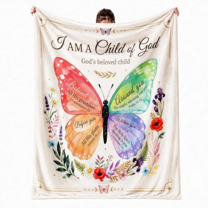 Christian Butterfly Blanket, 50×60in Soft Faith Flannel Blanket - color: Christian Blanket-03
