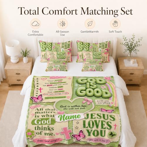 Custom Blanket for Kids Adult, God Theme Blankets for Sofa Camp Bed - color: Green