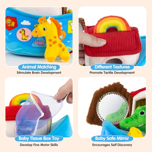 Baby Toys 6-12 Months - Noah's Ark Toy with Stuffed Animals, Baptism Gifts