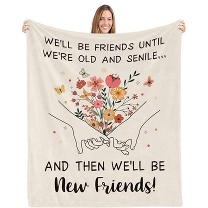 Best Friend Birthday Gifts for Women, Bestie Throw Blanket 50"X60" - color: Flowerfriends