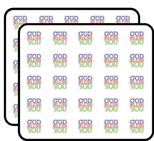 God Bless You Slogan Decorative Scrapbooking Sticker Waterproof Vinyl Stickers for Water Bottle, Laptop & Phone Case – 50 Pack