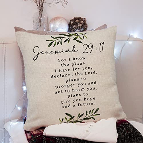 Bible Verse Throw Pillow Cover Cushion Case, Blessing gift, Scripture Art, Scripture Sayings, Bible Quote, Jeremiah 29:11, Church Gifts, Sofa Bed Living Room Porch Decoration, 18x18 Inch(GMS702) - color: Jeremiah 29:11