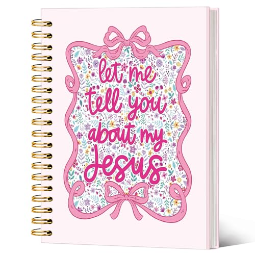Coquette Preppy Pink Bow Christian Notebook Journal, Bible Verse Scripture Journal for Women, Pink Girly Office Supplies, Let Me Tell You About My Jesus Religious Spiral Notebook 5.5x8.3 In - color: Let Me Tell You About My Jesus-Bow Flower