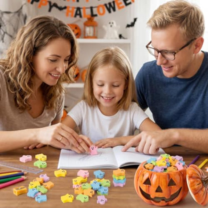 ANGOLIO Halloween Ghost Mini Erasers for Kids Bulk, 60Pcs Party Favors - style: Halloween Ghost