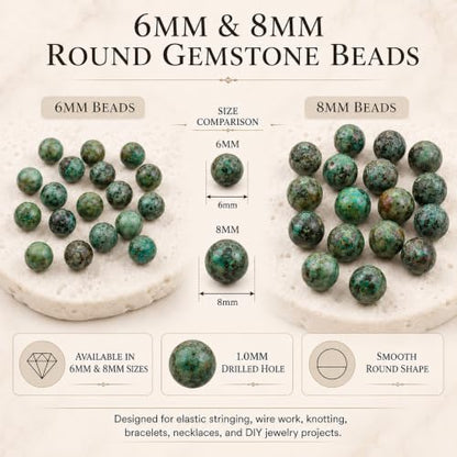 Cherry Tree Collection 100PCS 6mm African Turquoise Round Bead Craft Kit - color: african turquoise, size: 6mm