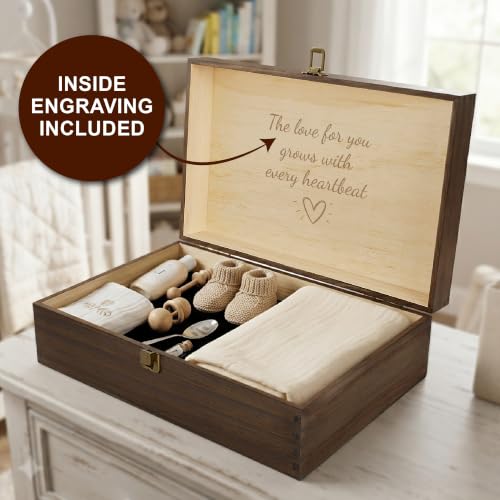 Welcome to the World Engraved Wooden Keepsake Box, Newborn Baby Memory Box with Inside Engraving, Baby Milestone Storage Box for Photos, Cards & Precious Keepsakes , X-Large ,14.15 x 9.5 x 4.5" - size: X-Large, style: Baby