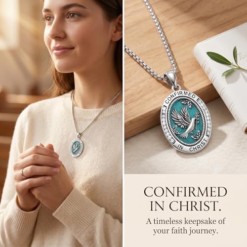 Confirmation Gifts Sterling Silver Confirmed in Christ Religious Catholic Jewerly - color: L