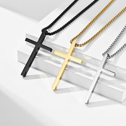 Exquisite Stainless Steel Cross Necklaces,A Perfect Blend of Gothic Style and Christian Faith, Suitable for Men and Women, Fashionable Accessories, Hypoallergenic Material - color: Silver02