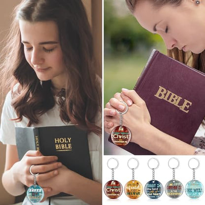 Janmercy 120 Pcs Acrylic Christian Keychain Bulk for Women - style: Rustic