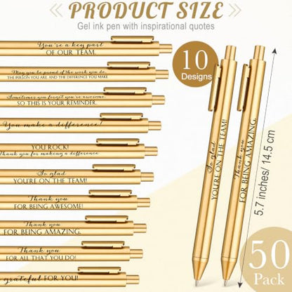 Crtiin 50 Pcs Inspirational Pens Bulk Gold, Team Motivation - color: Team Motivation, size: 1 Count (Pack of 50)
