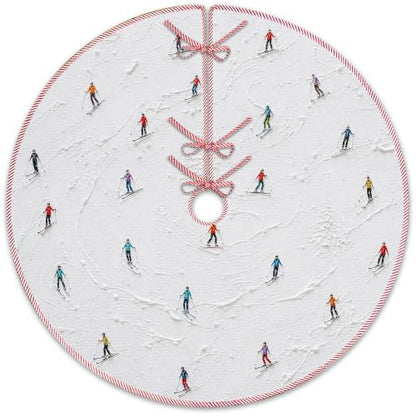 Winter Skiing Christmas Tree Skirt, Ski Gifts Xmas Tree Skirt 527XW-TS - color: Skiing-3