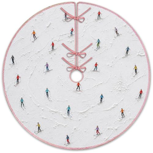 Winter Skiing Christmas Tree Skirt, Ski Gifts Xmas Tree Skirt 527XW-TS - color: Skiing-3