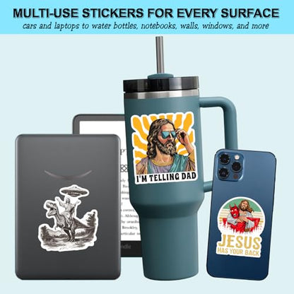 (9Pcs) Funny Jesus Stickers Pack,Size 3 in, Christian Humor Meme Waterproof Vinyl Decals for Laptops Water Bottles Journals Stanley Cup