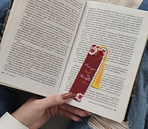 WIRESTER Set of 2 Metal Bookmarks with Light Gold Tassel for Students, Reader, Teachers, Book Lovers - Christian Quotes Psalm 18:1, Christian Quotes Psalm 46:10 - color: Christian Quotes Psalm 18:1, Psalm 46:10