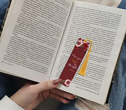 WIRESTER Set of 2 Metal Bookmarks with Light Gold Tassel for Students, Reader, Teachers, Book Lovers - Christian Quotes Psalm 18:1, Christian Quotes Psalm 46:10 - color: Christian Quotes Psalm 18:1, Psalm 46:10