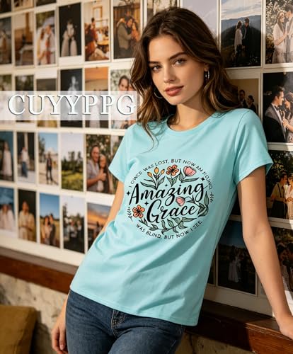 Christian T Shirts for Women God Jesus Faith Graphic Tees - color: Baby Blue, size: Small