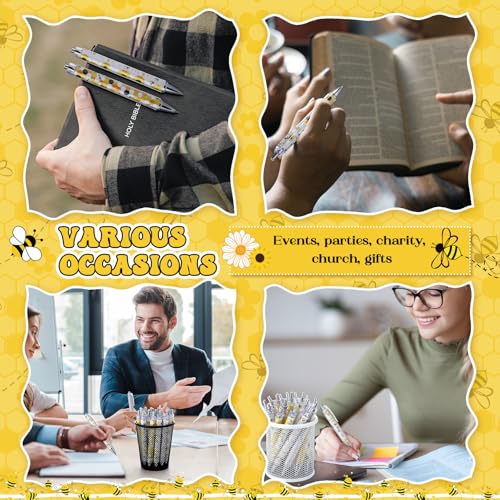Sayglossy 36 Pcs Bee Pens Inspirational Gifts Ballpoint Pens Bulk Cute Appreciation Party Favors Thank You Gifts for Employee Students Teacher Coworker, Black Ink - style: Bee