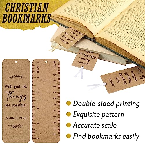 Chinco 120 Pcs Christian Bible Bookmarks – Religious Verse Bookmarks - style: Kraft Style