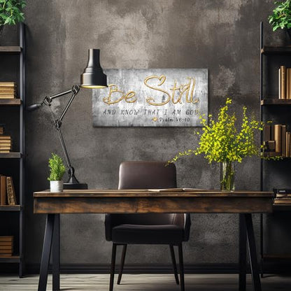 Modern Black Grey Gold Inspirational Bible Verse Wall Art 20x40''