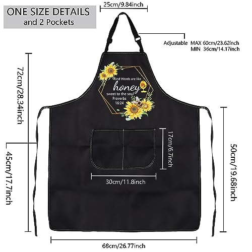 MBMSO Christian Aprons Proverbs 16:24 Religious Gifts Bible Verse Apron with Pockets Kind Words Are Like Honey Biblical apron