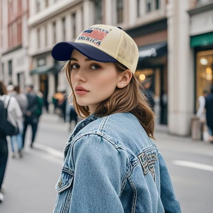 She Loves Jesus and America Too Hats for Womens Soft Washed Distressed Baseball - color: She Loves Jesus and America Toooff-white With Navy Blue Eaves3