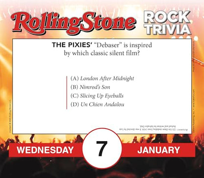Rolling Stone Rock Trivia 2026 Daily Desk Calendar: Boxed Page-a-Day Music Quiz Calendar with Day-to-Day Rock History, Legends & Iconic Moments - color: Rolling Stone Rock Trivia