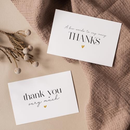 Thank You Cards with Envelopes Bulk Pack of 40 - Gold Foil Classic Fonts - color: Gold Foil - Classic