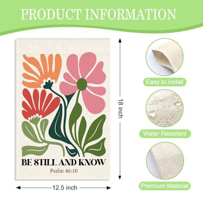 Be Still and Know Psalm 46:10 12 x 18 Inch Floral Garden Flag - color: White 4