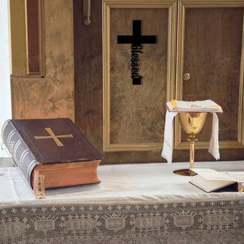 Uflashmi Wooden Cross Wall Decor, Blessed Black Wall Cross, 9.8 Inch - color: Blessed-Black