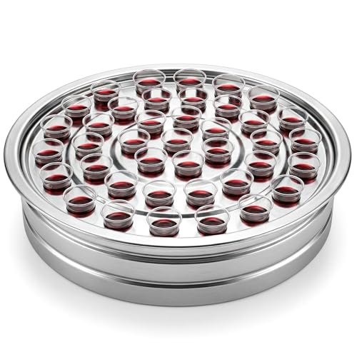 Bekith Holy Communion Trays for Churches, Stainless Steel Communion Plates, Holds Up to 40 Cups, Not Included Lid (Silver)