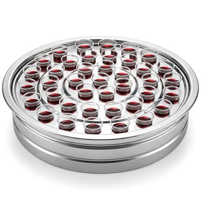 Bekith Holy Communion Trays for Churches, Stainless Steel Communion Plates, Holds Up to 40 Cups, Not Included Lid (Silver)