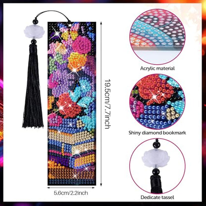 8 Pieces Christian Bible Verse Diamond Art Bookmarks 5d Christian Beaded Bookmark Acrylic Tassel Bookmark for DIY Making Beginners Adults Arts Craft Supplies (Book) - color: Book