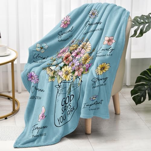 Christian Birthday Gifts for Women, Light blue Christian Blanket 60''x 50'' - color: Cyan, size: 60"x50"