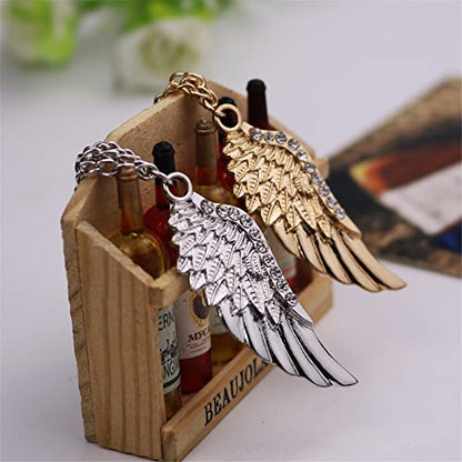 WCRAZYE Shiny Rhinestone Metal Feather Lapel Pin Angel Wings Tassel Chain Brooch Collar Pins for Women Girls Men's Animal Eagle Pin Suit Sweater Shawl Coat Breastpin Accessories - color: Gold Wings Pins