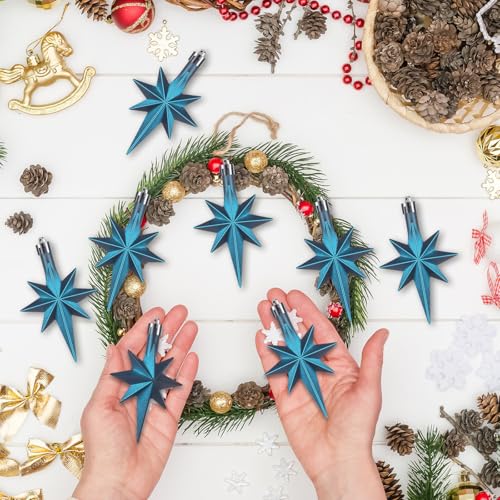 Syhood 12 Pack Navy Blue Bethlehem Star Ornaments Christmas Tree - color: Navy Blue