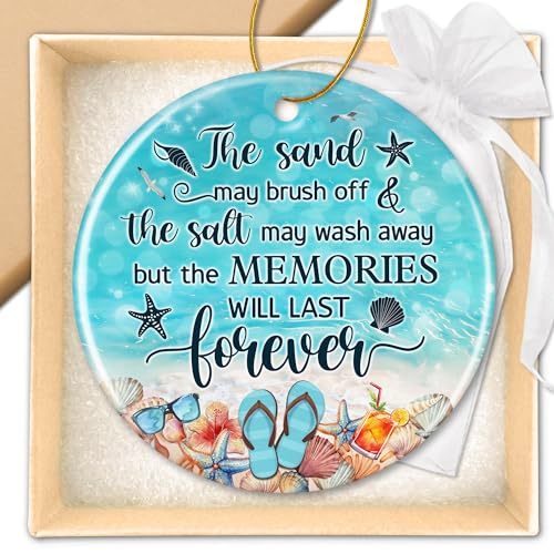 ZAGKOO Beach Themed Gift - Beach Gifts for Women - Beachy Ornaments - Decoration Gifts for Women, Men, Family, Friends - Beachy Christmas Party Decorations - Ceramic Christmas Ornament 2025 - color: Sea 1 2025