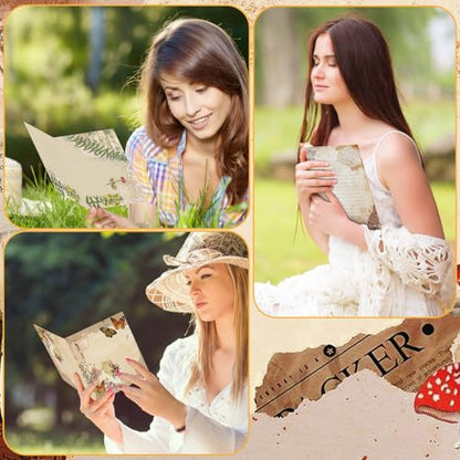 Motiskyy 50 Pcs Blank Greeting Cards 4x6, Blank Cards with Envelopes, 10 Designs, Ideal Stationary Set for All Occasions, Stationary with Matching White Envelope and Sticker(Nature Vintage) - style: Nature Vintage