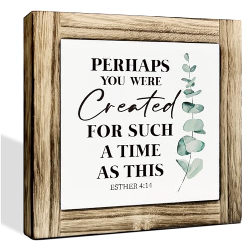 Perhaps You Were Created for Such A Time Like This Sign, Christian Decor, Decorative Plaque Box Sign, Scripture Decor Art, Inspirational Saying Sign, Religious Home Office Decor, Religious Gift - color: color04