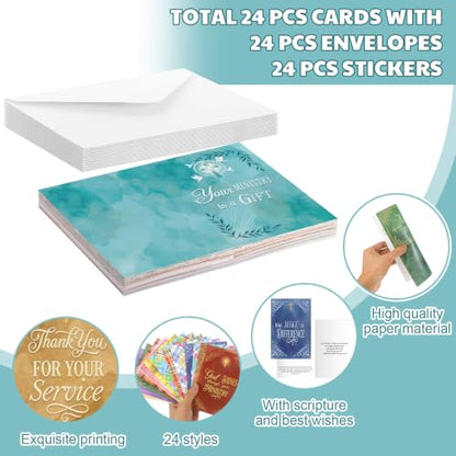 24 Pack Christian Pastor Ministry Appreciation Cards, Assorted - style: Ministry Assorted