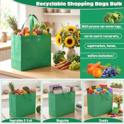 Windyun Reusable Grocery Bags Non Woven with Handles - color: Red Green