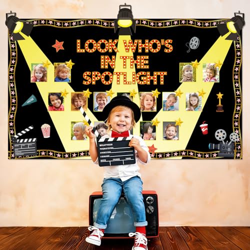 Movie Night Bulletin Board Set Movie Star DIY Photo Name Classroom Decorations Look Who’s in the Spotlight! Bulletin Board Awards Night Ceremony Paper Cutouts for Back to School Office Home Wall Decor - style: Movie Night