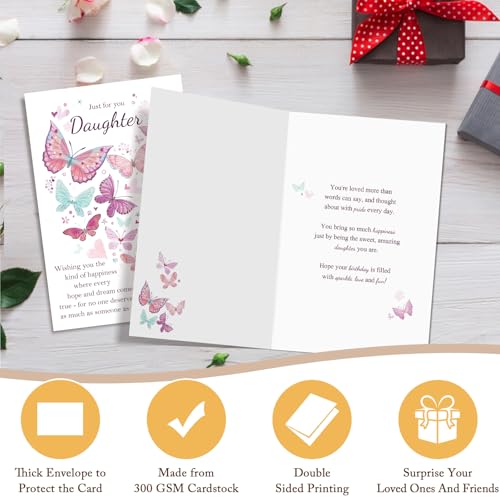 Qiliji Happy Birthday Card for Daughter, Daughter Birthday Card from Mom Dad, Bday Cards Gifts for Daughters from Parents - color: Daughter Birthday
