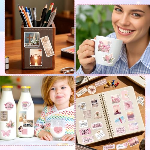 Prayer Board Stickers Supplies - 100 Pcs Inspirational Prayer Vision Board Stickers, Motivational Christian Water Bottle Sticker, Waterproof Vinyl Scrapbook Decals for Laptop Journaling - style: Inspirational Prayer Vision Board