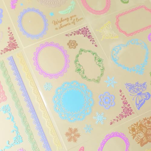 130 Pcs Lace Scrapbook Stickers - Colorful Butterfly & Feather Embellishments for Journaling, Wedding Albums, DIY Crafts, Scrapbooking Supplies & Bullet Journal Decor - color: Colorful Lace Stickers